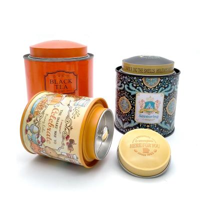 China Recyclable Wholesale Metal Tea Tin Containers Bulk Tea Canisters With Double Lids for sale