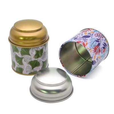 China Recyclable Custom Small Round Herb Tin Canister Coffee Metal Empty Canister Tea Tin Can for sale