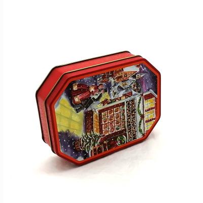 China Gift Metal Customized Gift Octagonal Shaped Christmas Cookies Tin Box Gift Packaging for sale