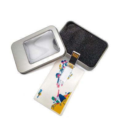 China Recyclable Simple Small Rectangle USB Drive Tin Box Game Flash Card Box With Window for sale