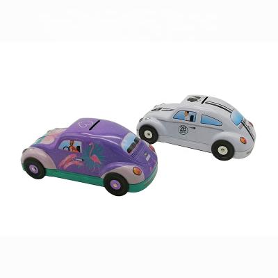 China Customized Cute Colorful Coin Bank Tin Shape Car Money Saving Box By Cookie/Piggy Bank For Kids/Children for sale