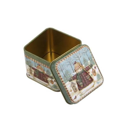 China Recyclable Christmas Cookie Tins Square Candle Tin Box Christmas Tins For Candle Making for sale