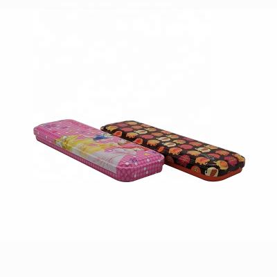 China Customized Pencil Case Printing Rectangular Pen Tin Box Pencil Case With Hinged Lid In Hot Sale Can Printing Different Pattern for sale