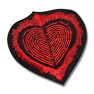 China Viable Custom Heart Shaped Embroidery With Bead Slip Embroidery Handmade Bead Embroidery For Women Wear Premium for sale