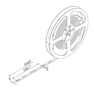 China Hengjie 16.4FT 8MM Width DC12V 180 Units SMD 3020 2.5W/M Each 166.66MM Wall Mounted Cuttable Flexible LED Strip Light Kit for sale