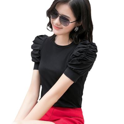 China Anti-Wrinkle 2022 Summer Women's Cotton Puff Sleeve Casual Short Thin Soft Sleeve Ladies Top T-shirt Wholesale Wholesale for sale