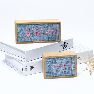 China Multifunctional Art Deco Voice Digital Clock Display Desk Table Alarm Clo 2023 Hot Selling Products Amazon Bamboo Control Alarm Clock Large for sale