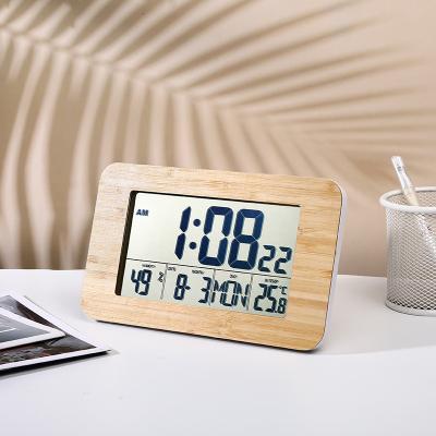 China Art Deco Amazon 2023 Led Table Classic Home Desk Alarm Clocks Decor Digital Pendulum with Temperature and Humidity for sale