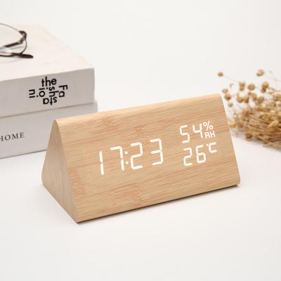 China Art Deco Table Alarm Clock Triangle Multifunctional Temperature Humidity Digital Pendulum Smart Alarm Clock Trending Products On Amazon for sale