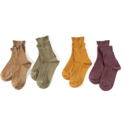 China Hot Sale Antibacterial Custom Socks Velvet Premium Feeling Crew Socks Solid Color Japanese Wave Edge Socks for sale