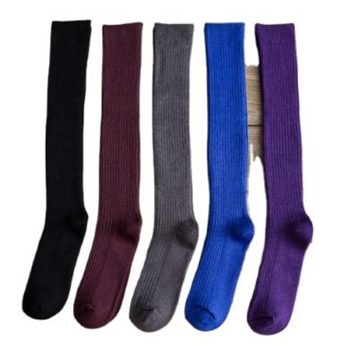 China Autumn and winter solid color socks woman wool antibacterial warm calf long thickened high socks cashmere knee high socks for sale