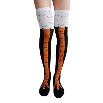 China QUICK DRY custom design over the knee novelty rise stockings, funny chicken feet socks for sale