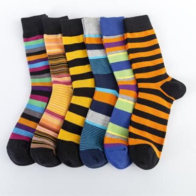 China Wholesale Custom Awesome Mens Crazy Dress Happy Socks Viable For Guys Socks Stripe Cotton China Happy Socks for sale