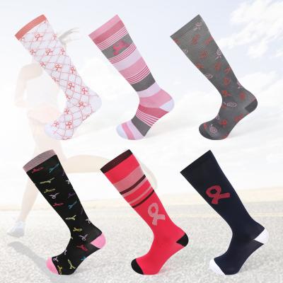 China New hot sale QUICK DRY elastic skateboard thumps striped webbing thumps long compression cycling socks for sale