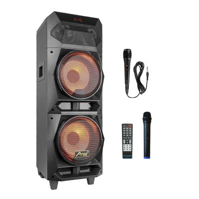 China None Customized Dual 8 Inch Wooden Active Speaker Wireless Party Speaker With Microphone for sale