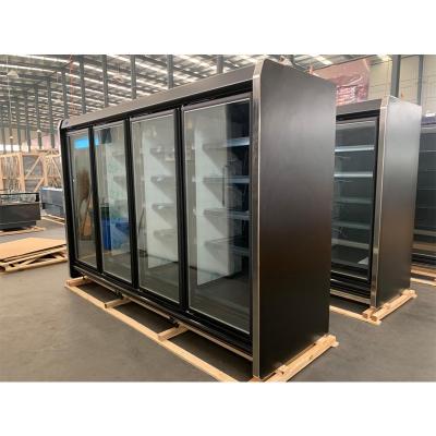 China Factory price Single-temperature 4 door cooler glass beverage refrigerator display upright fridge freezer for sale