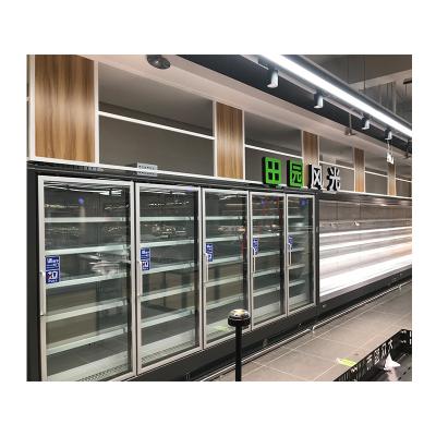 China Commercial Single-temperature Door Wall Display Cooler Glass Vertical Upright Cold Fridge Refrigerator Supermarket Store Freezer for sale