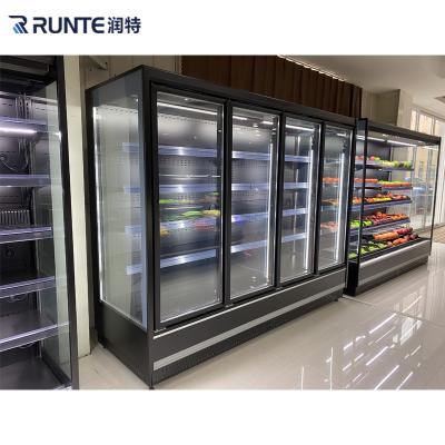 China Single-Temperature 6 Doors Beverage Display Fridge , Glass Door Open Fridge For Beverage for sale