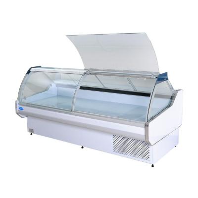 China High Temperature Curved Glass Type Display Refrigerator Supermarket Delicatessen Refrigerated Meat Freezer for sale