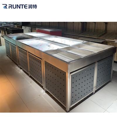 China Single-temperature Refrigerator for Fish Stainless Steel Fish Seafood Display Freezer Display Table for sale