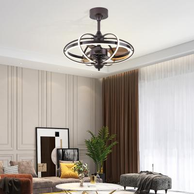 China Industrial Modern Black Finish Blades LED Rechargeable Remote Control Chandelier Ceiling Fan With Light for sale