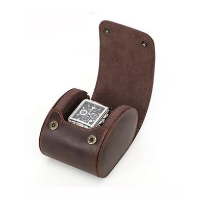 중국 Vegan Real Leather Single Watch Winder Box Display Holder One Slot Watch Case Roll With Suede Interior 판매용