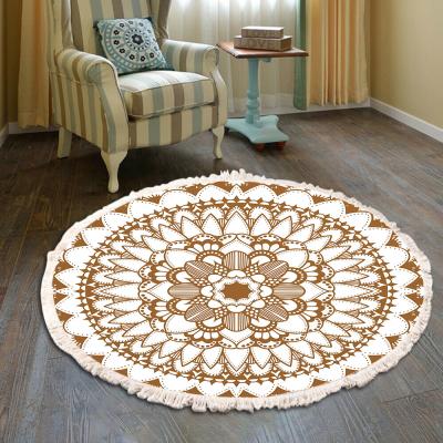 China Washable Rugs Round Anti Slip Rugs Faux Wool Floor-Rug Living-Room-Decor Hand - Woven Home Decor For Kids for sale