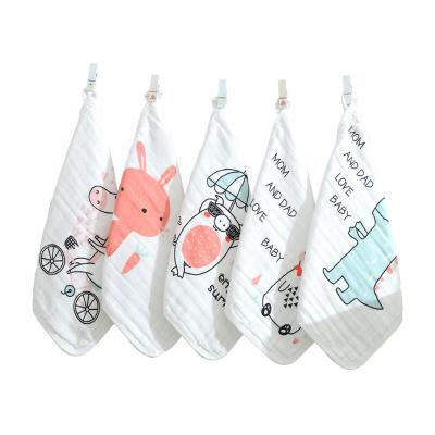 China Custom Made Child Safe Muslin Cotton Place Baby Towels and Face Washcloth Soft Touch Newborn Baby Muslin Cloth for sale