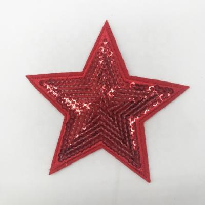 China Viable Custom Sequin Patch Iron On Five Star Sequin Applique For Apparel And Dresses for sale