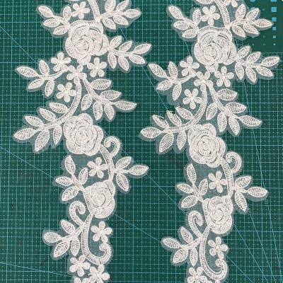 China Flower Embroidery Lace Trimming Polyester Lace Applique Water Soluble Fabric For Clothing for sale