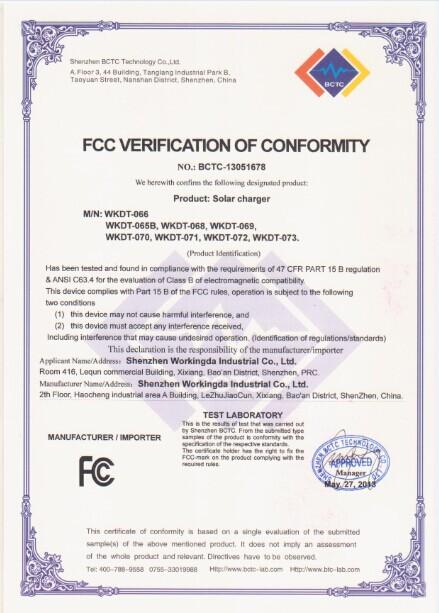 FCC - Shenzhen Workingda Technology Co., Ltd.