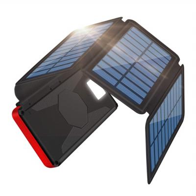 China Solar Panel Charging Best Sell Solar Panel Power Bank 20000 mAh 3 Folding Solar Panel Power Bank for sale