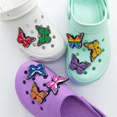 China Garden PVC Charms Colorful Butterflies Hot Wholesale PVC Shoe Charms Designer Charms For Shoe Decorations for sale