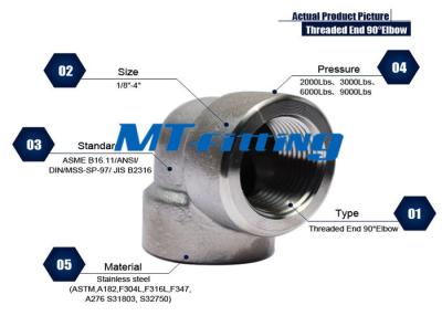 China 3/8 Inch ASME B16.11 F316/316H 3000LBS Elbow With Treaded End For Connection for sale