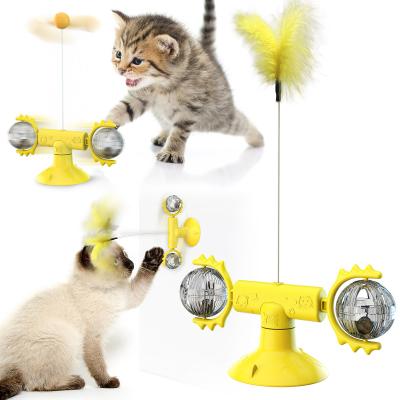 China 20cm gelber Planeten-spinnende Windmühle Cat Cute Pet Toys zu verkaufen