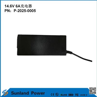 China 14.6V 6A-oplader, compatibel met 12,8V/14,4V Lithium Iron Phosphate (LiFePO4) batterijoplader, speciaal ontworpen voor elektrisch gereedschap/elektrisch efficiënt oplader, compatibel met meerdere apparaten Te koop