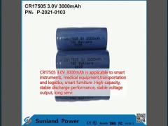 CR17505 3.0V 3000mAh is applicable to smart instruments, medical equipment,transportation and logistics, smart furniture .High-capacity, stable discharge performance, stable voltage output, long servi