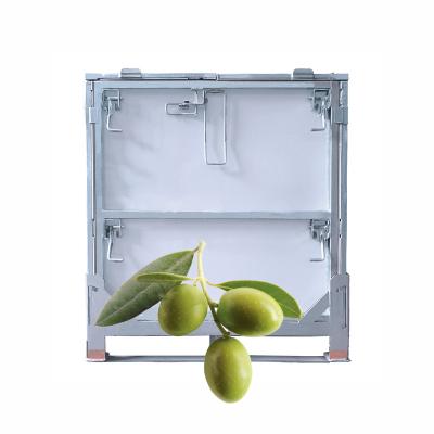 China Eco-friendly Large Lockable Folding Metal IBC 1 Ton Iron Folding Shelf Box 1000L Cover Carrying Turnover Iron Box for sale