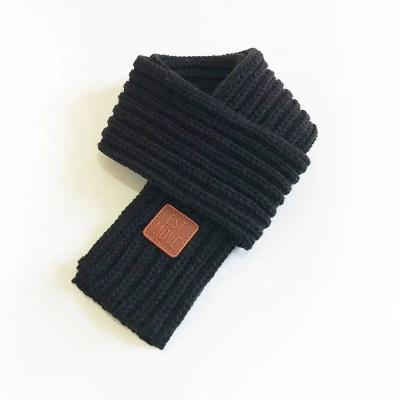 China Winter Fashion Long Baby Knitted Scarf Warm Fashion Cute Embroidery Customized Children's Winter Knitted Wool Scarf for sale