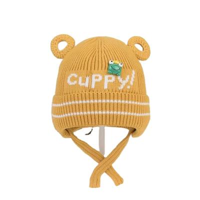 China Fashion\Winter Plush Thickened Custom Made Winter Knitted Hat Comfortable Male Female Wool Hat Baby\Durable Cute Bear Ear Style For Kids for sale