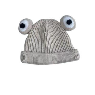 China Fashion eye hat plush \ new comfortable net red cartoon \ durable large thickened winter knitted hat for children for sale