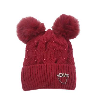 China Fashion 145g Autumn Winter Warm Children's Deer Double Plush Double Ball Fashion Plush Hat for sale