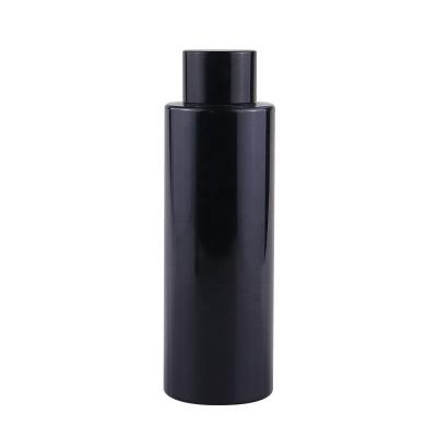 China BEAUTY PACKAGING 120ml Black Bottle Clear Makeup Oil Bottle With Aluminum Plug And Cap for sale