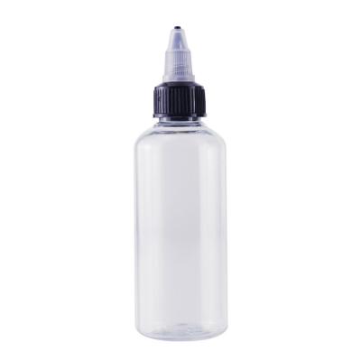 China BEAUTY PACKAGING 100ml plastic tattoos ink paint clear sharp mouth squeeze bottle with twist top cap for sale