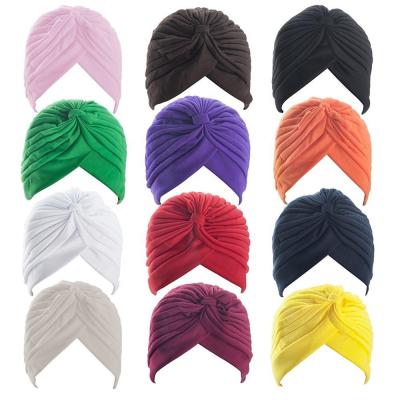 China Fashion lot package stretch polyester lady turban head cover twisted pleated headwrap lga accessories for sale