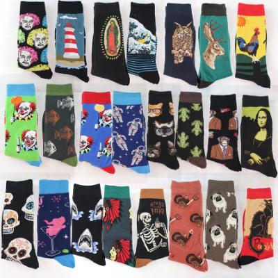 China 2021 Sustainable Cotton Combed Fashion Hip Hop Men Socks Stretch Harajuku Wonder Clown Chicken Skateboard Funny Socks for sale