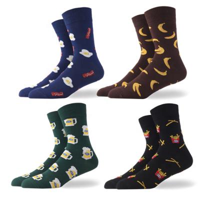 China 2021 Food Sustainable High Quality Novelty Funny Logo Embroidery Customs Cotton Socken Mens Socks for sale