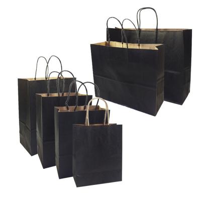 China Customized wholesale durable logo black kraft paper bag a4 handle brown brown paper shopping bags for sale