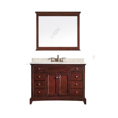 China 48 Inch Sink Bathroom Cabinet Solid Wood Bathroom Modern Simple Mahogany Transitional Vanity With Mirror for sale