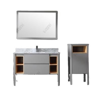 China 48 Inch Modern Gray Finish Bath Furniture Hot Selling Solid Wood Cabinet for sale